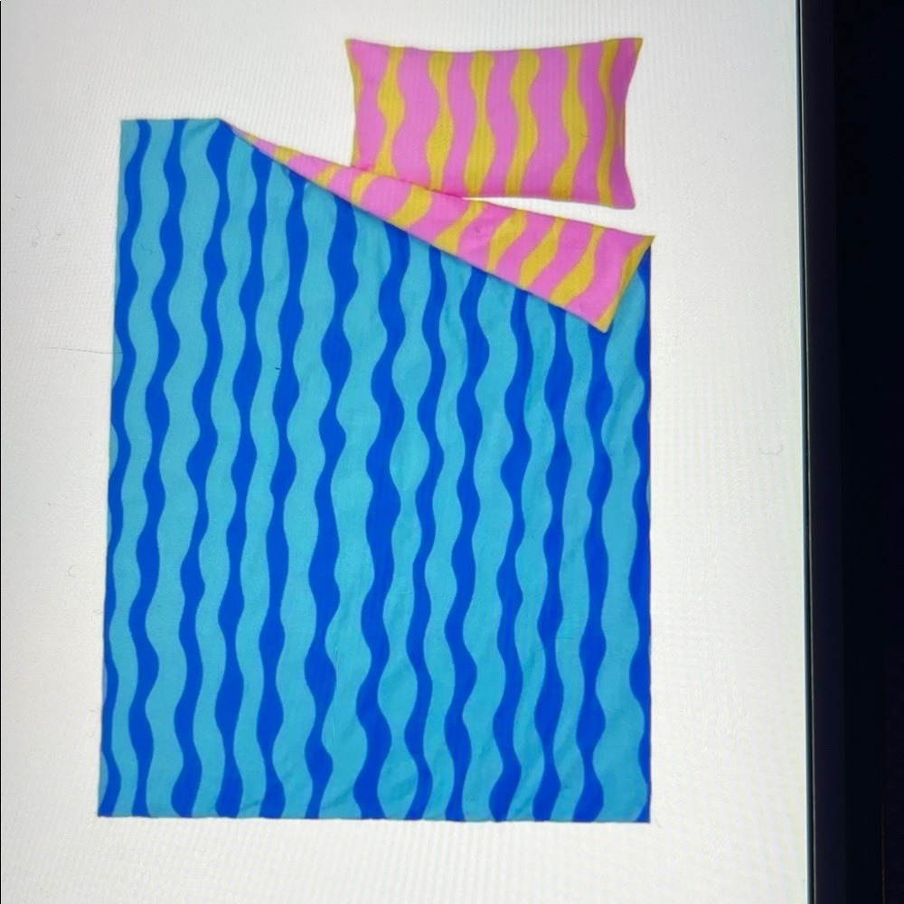 IKEA SOMMARVICKER Duvet Cover, Blue/Light Pink, Twin (205.546.93) NEW